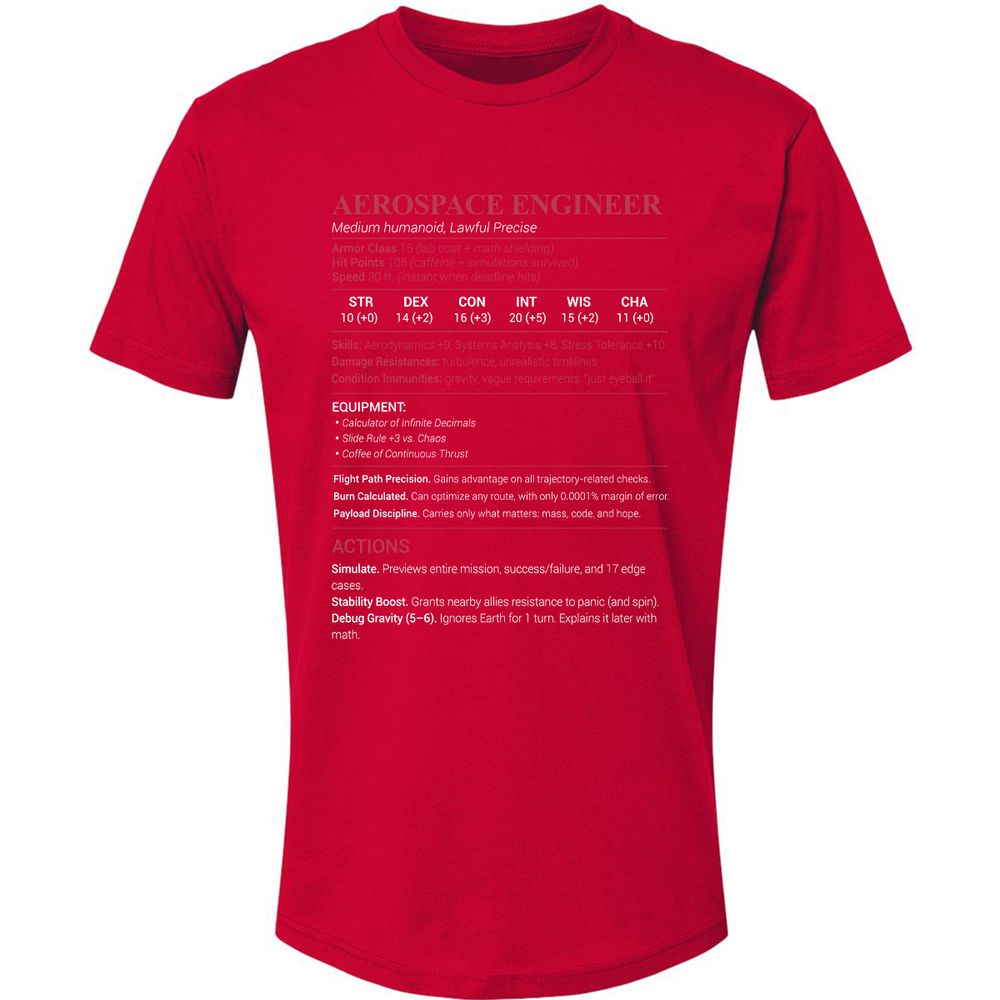 Aerospace Engineer Premium Unisex T-Shirt - Red - 6