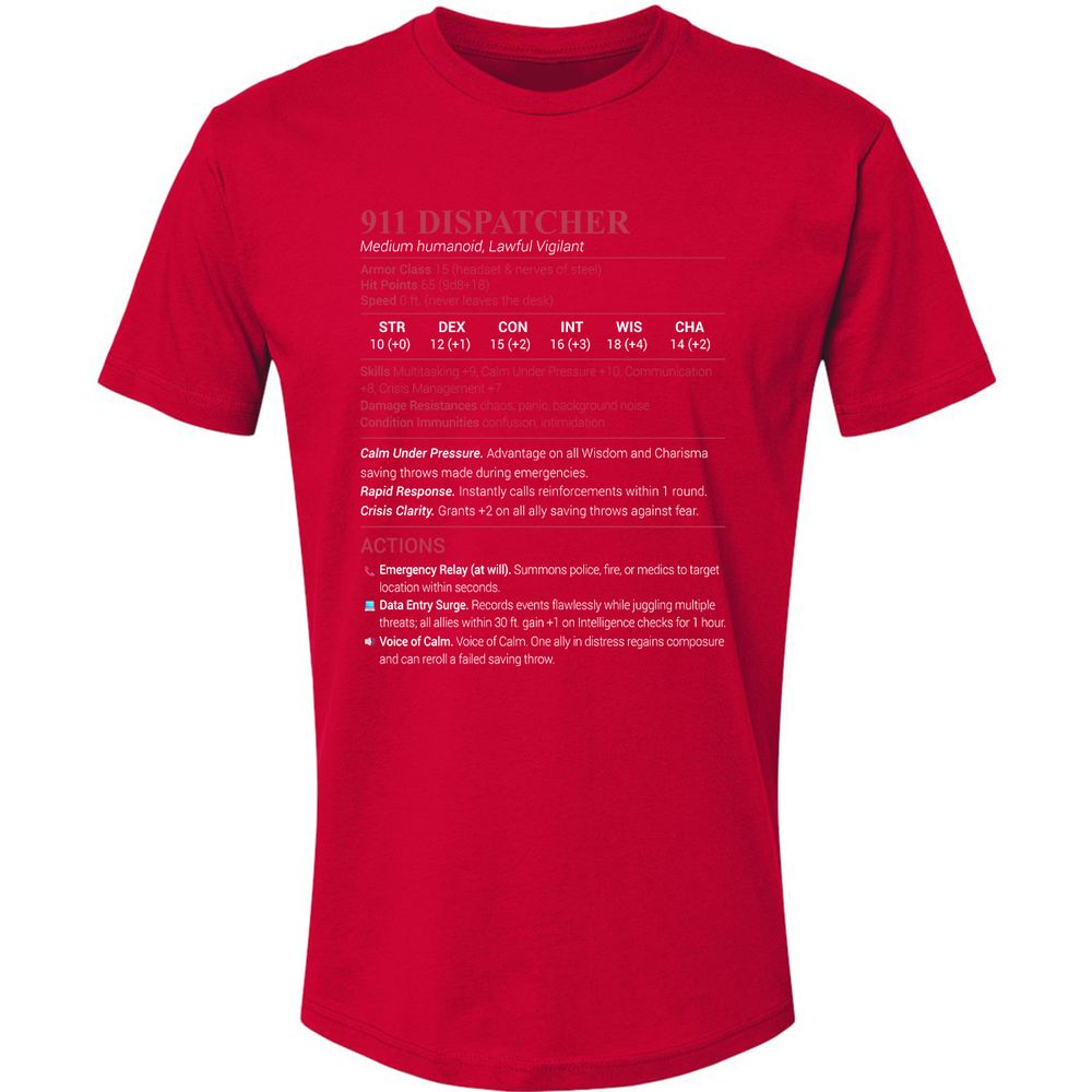 911 Dispatcher Premium Unisex T-Shirt - Red - 6