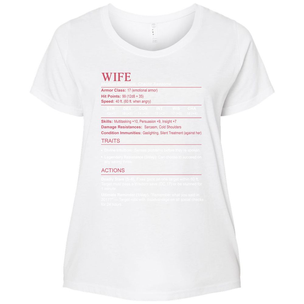Wife Stats Ladies Curvy Jersey - White - 6