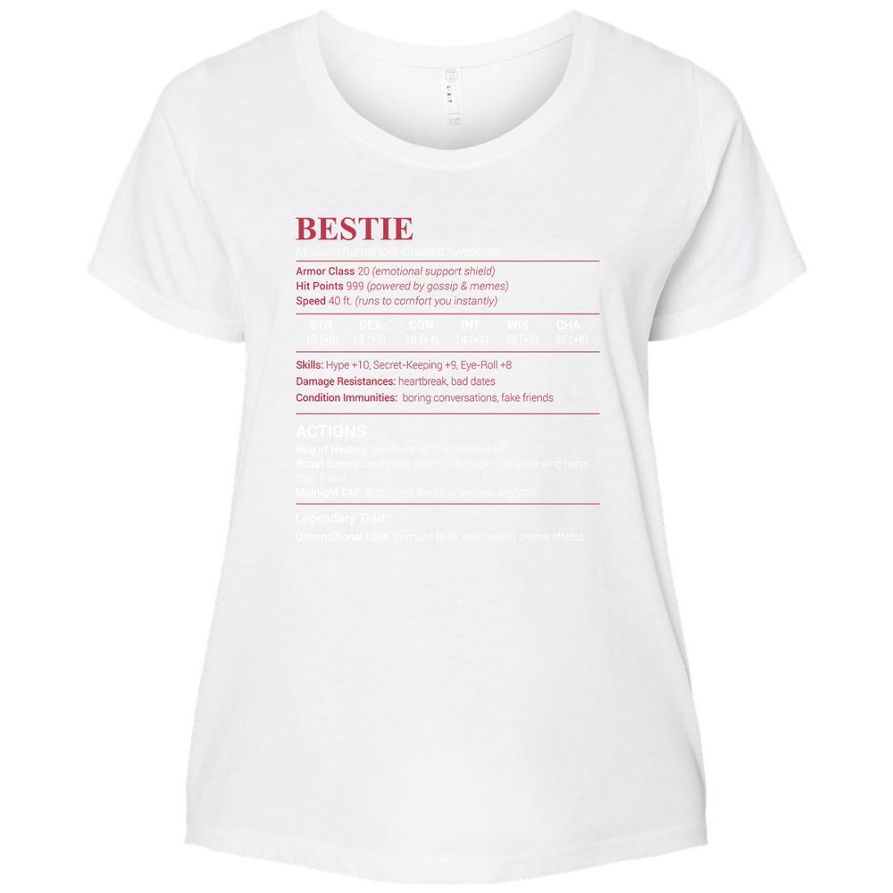 Bestie Stats Ladies Curvy Jersey - White - 6