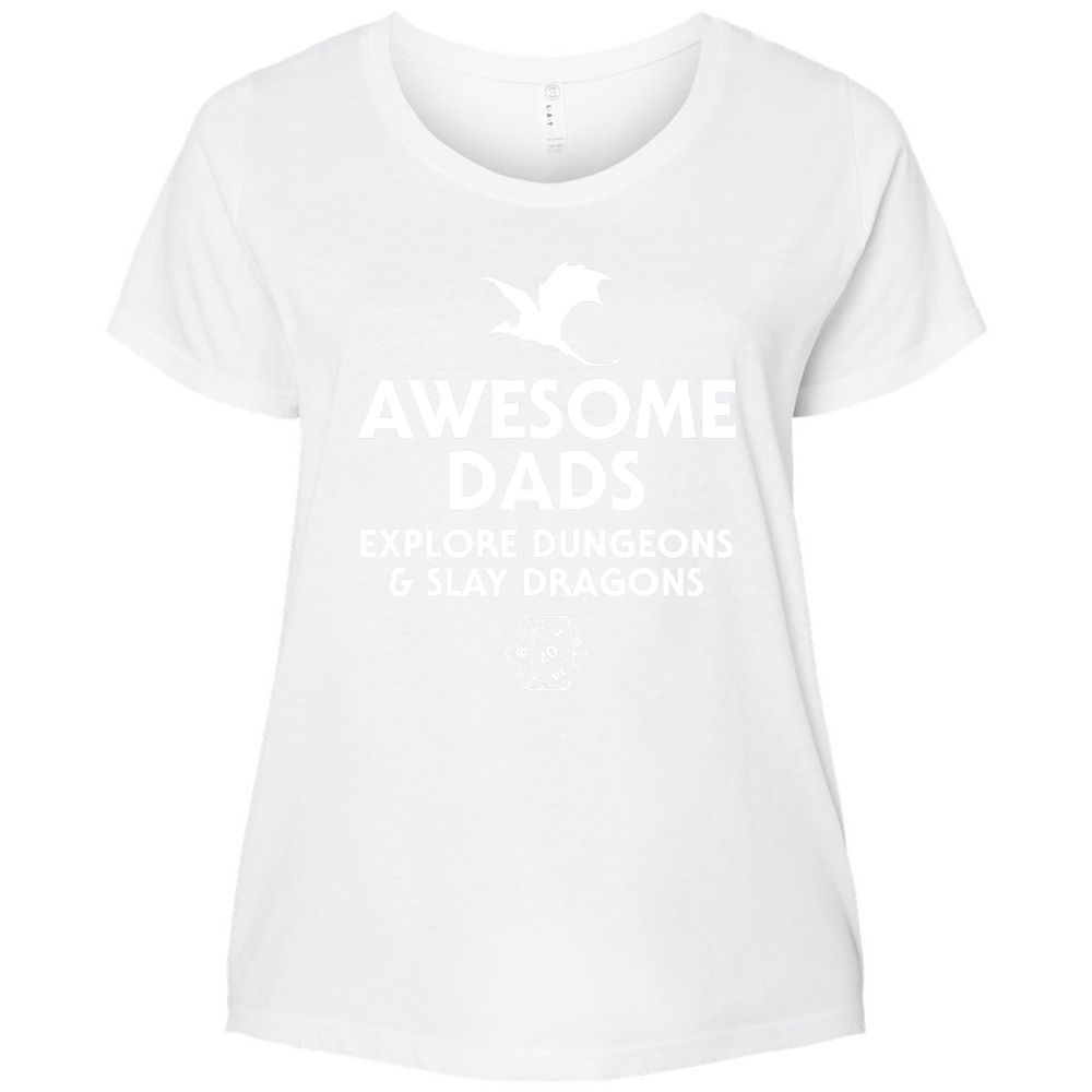 Awesome Dads Slay Dragons Ladies Curvy Jersey - White - 6