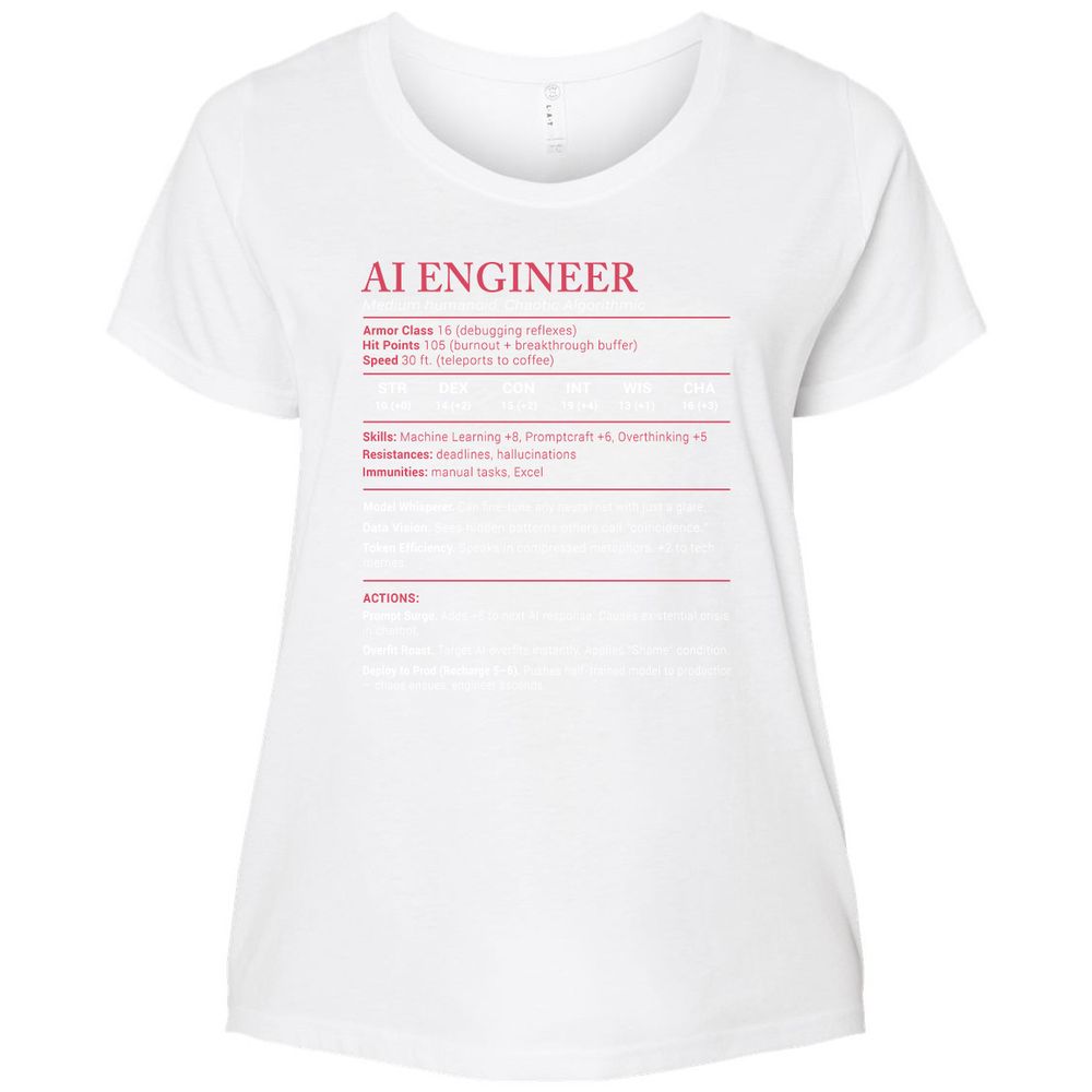 AI Engineer Stats Ladies Curvy Jersey - White - 6