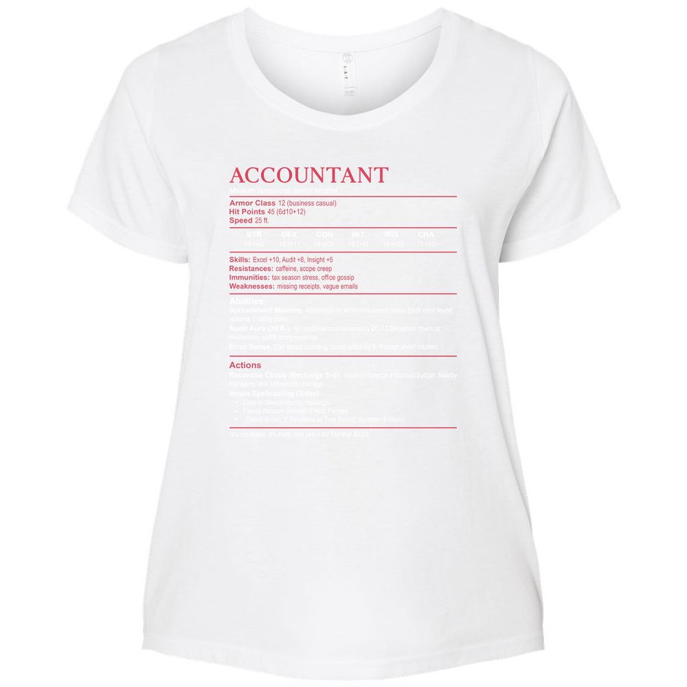 Accountant Stats Ladies Curvy Jersey - White - 6