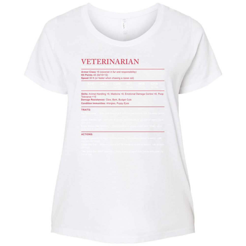 Veterinarian Stats Ladies Curvy Jersey - White - 6