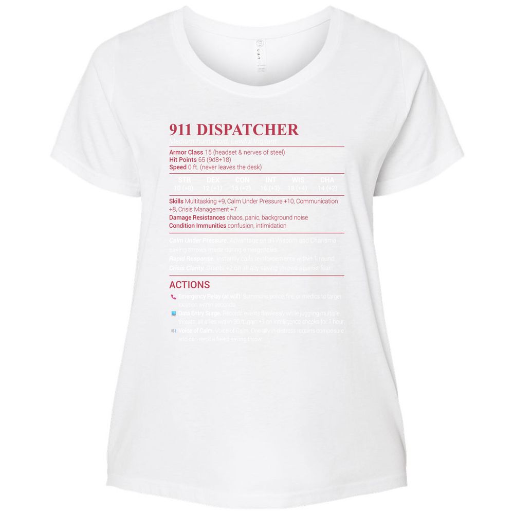 911 Dispatcher Ladies Curvy Jersey - White - 6