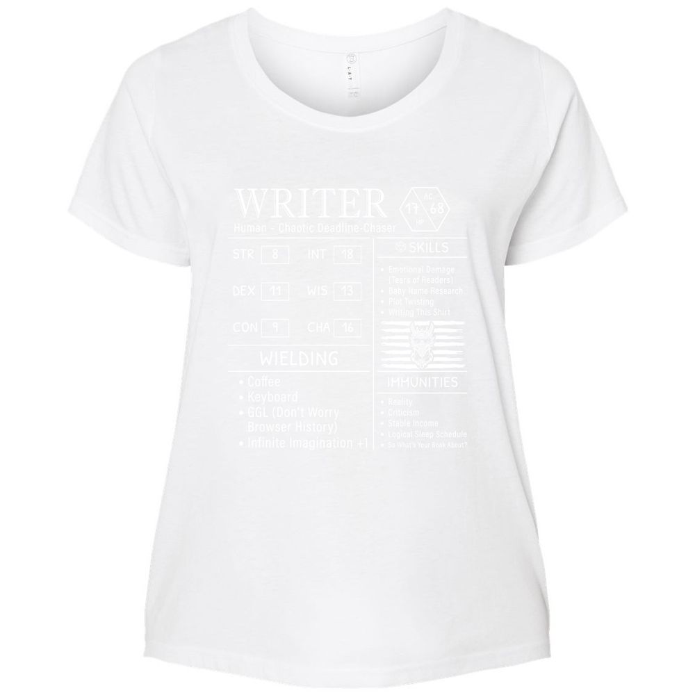 Writer Stats New Ladies Curvy Jersey - White - 6