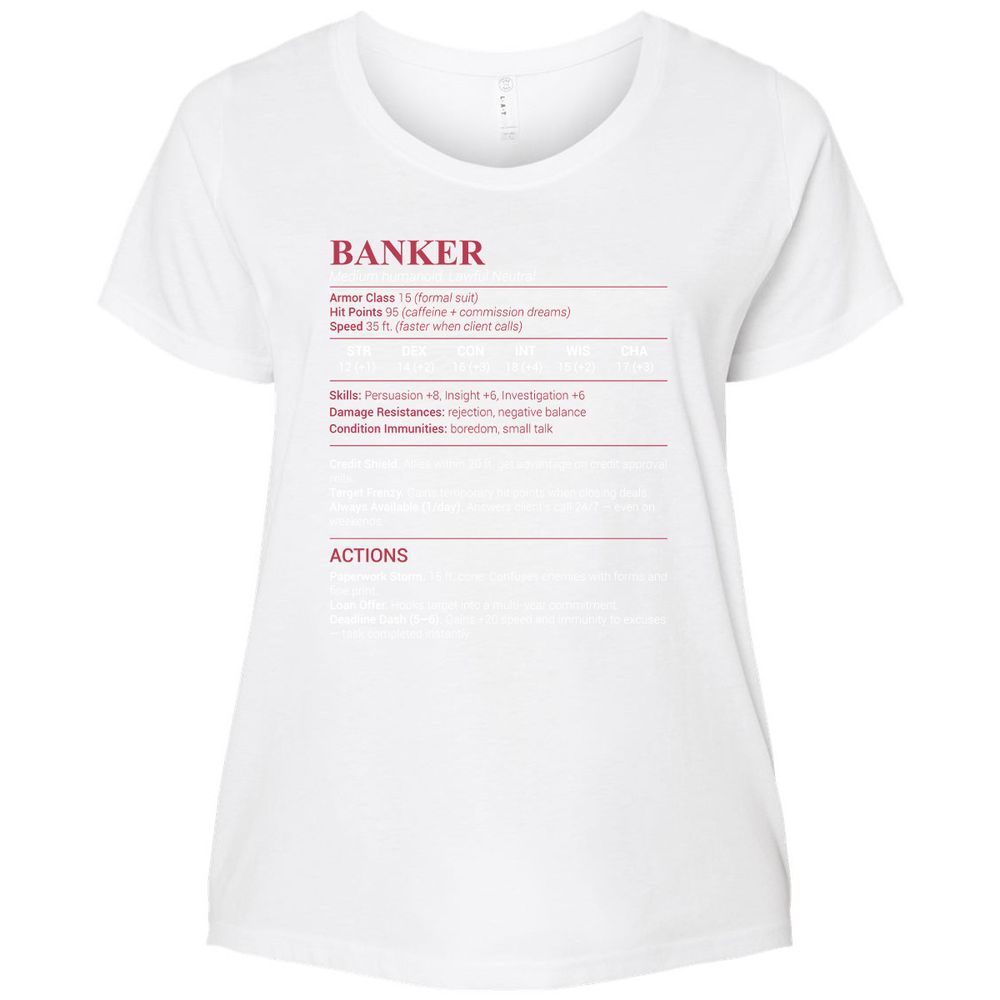 Banker Stats Ladies Curvy Jersey - White - 6
