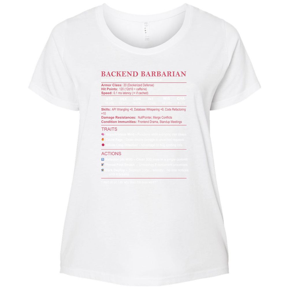 Backend Barbarian Stats Ladies Curvy Jersey - White - 6