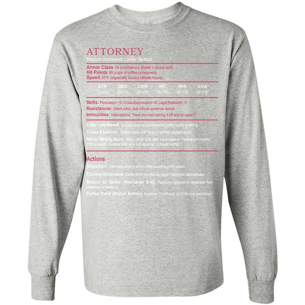 Attorney Long Sleeve T-Shirt - Ash - 7