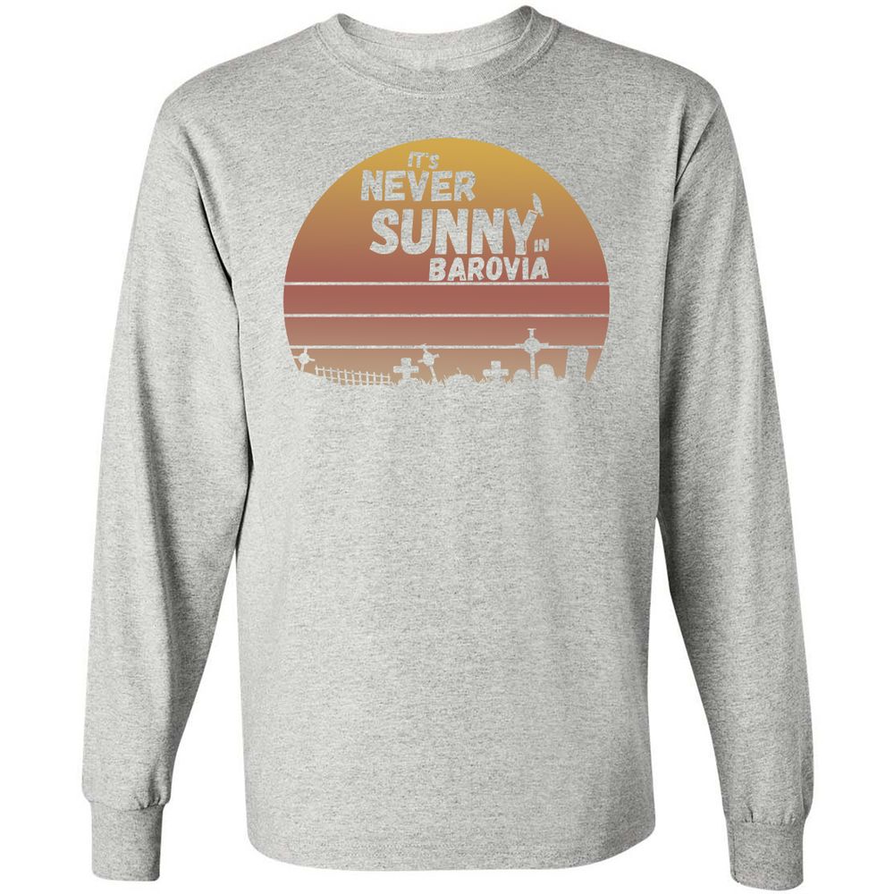 Vintage It's Never Sunny In Barovia Long Sleeve T-Shirt - Ash - 7