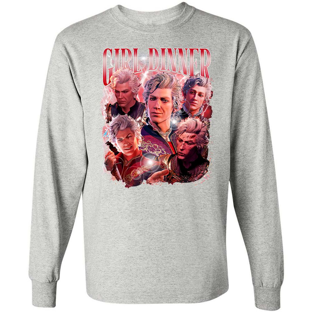 Astarion Girl Dinner Long Sleeve T-Shirt - Ash - 7