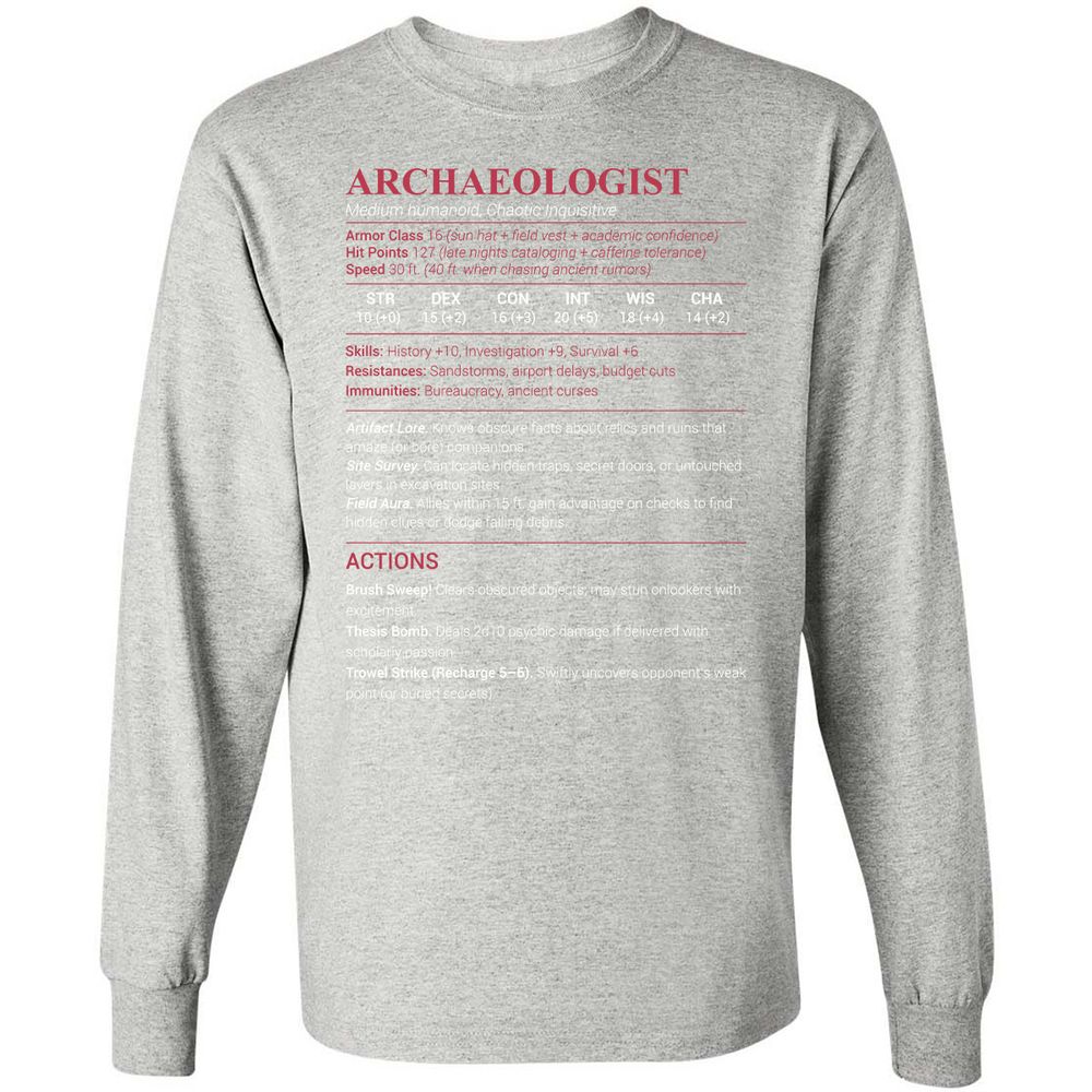 ARCHAEOLOGIST Long Sleeve T-Shirt - Ash - 7