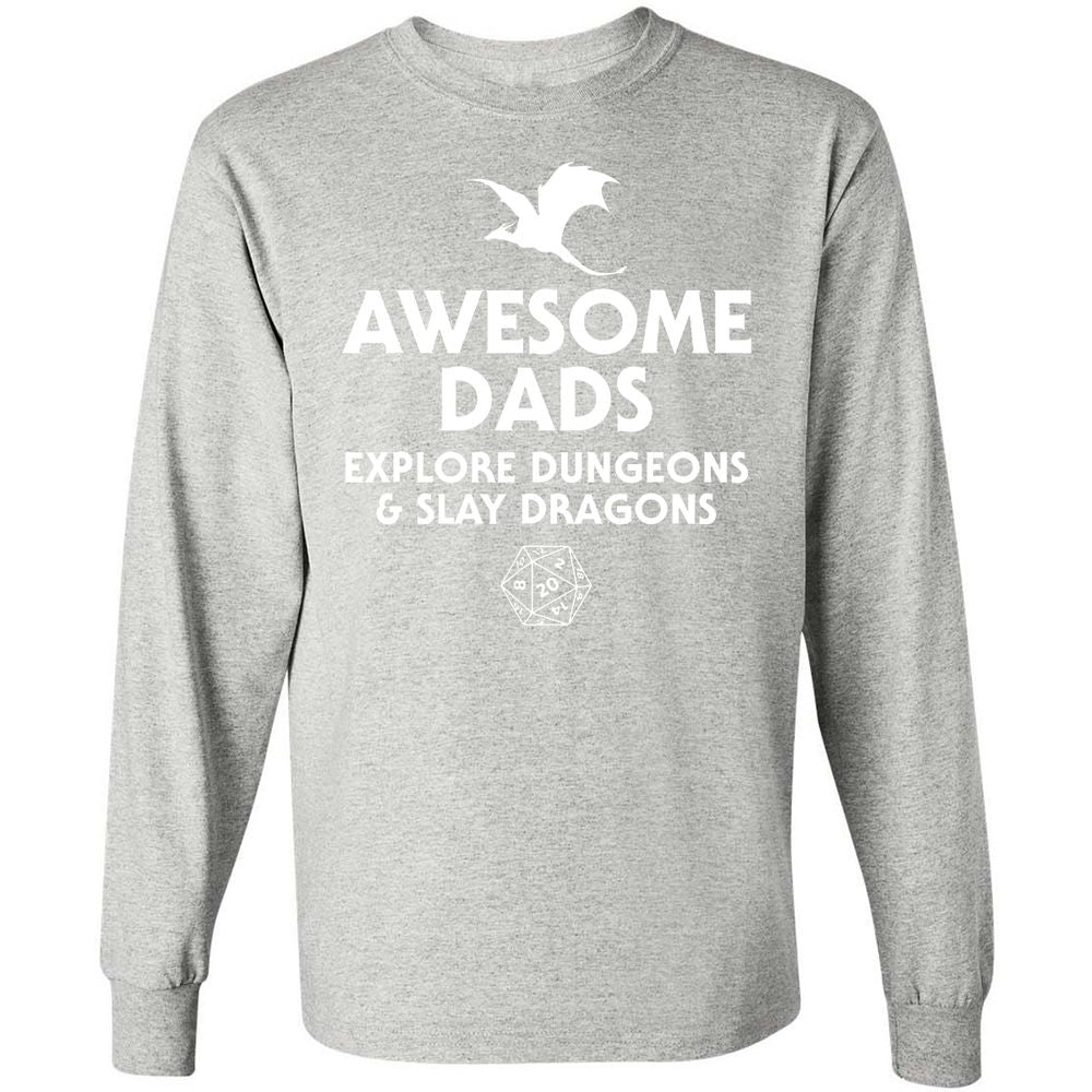 Awesome Dads Slay Dragons Long Sleeve T-Shirt - Ash - 7