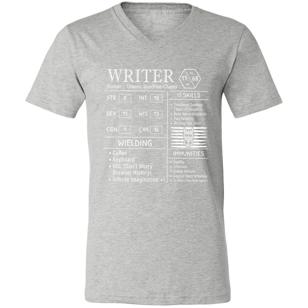 Writer Stats New Unisex V-Neck T-Shirt - Athletic Heather - 7