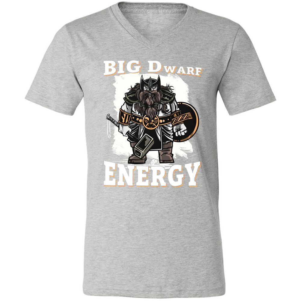 Big Dwarf Energy Unisex V-Neck T-Shirt - Athletic Heather - 7