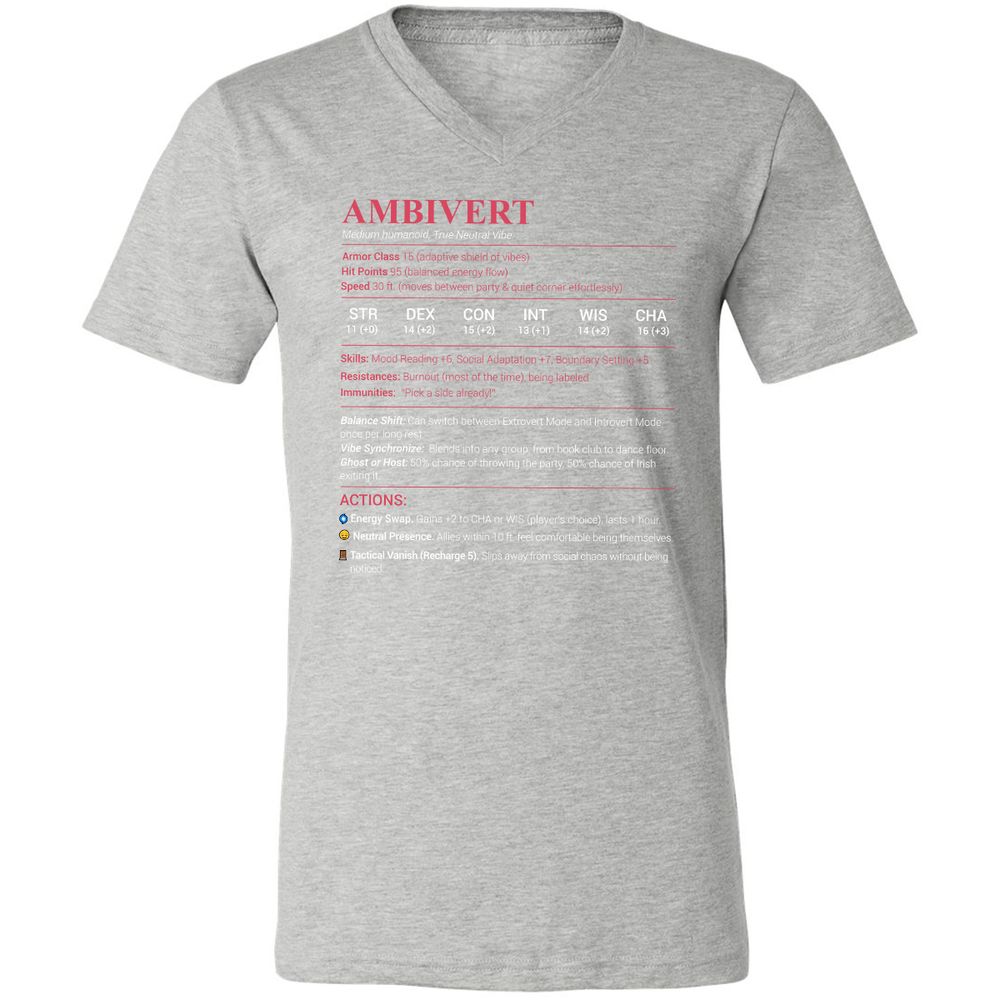 Ambivert Stats Unisex V-Neck T-Shirt - Athletic Heather - 7