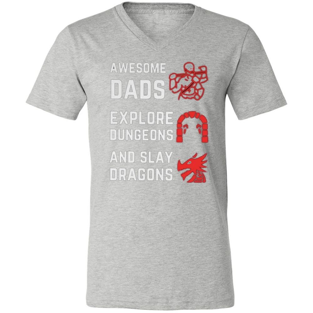 Awesome Dad Fathers Day Unisex V-Neck T-Shirt - Athletic Heather - 7