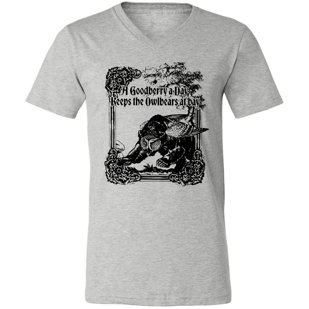 A Goodberry A Day Keeps The Owlbears At Bay Unisex V-Neck T-Shirt - Athletic Heather - 7