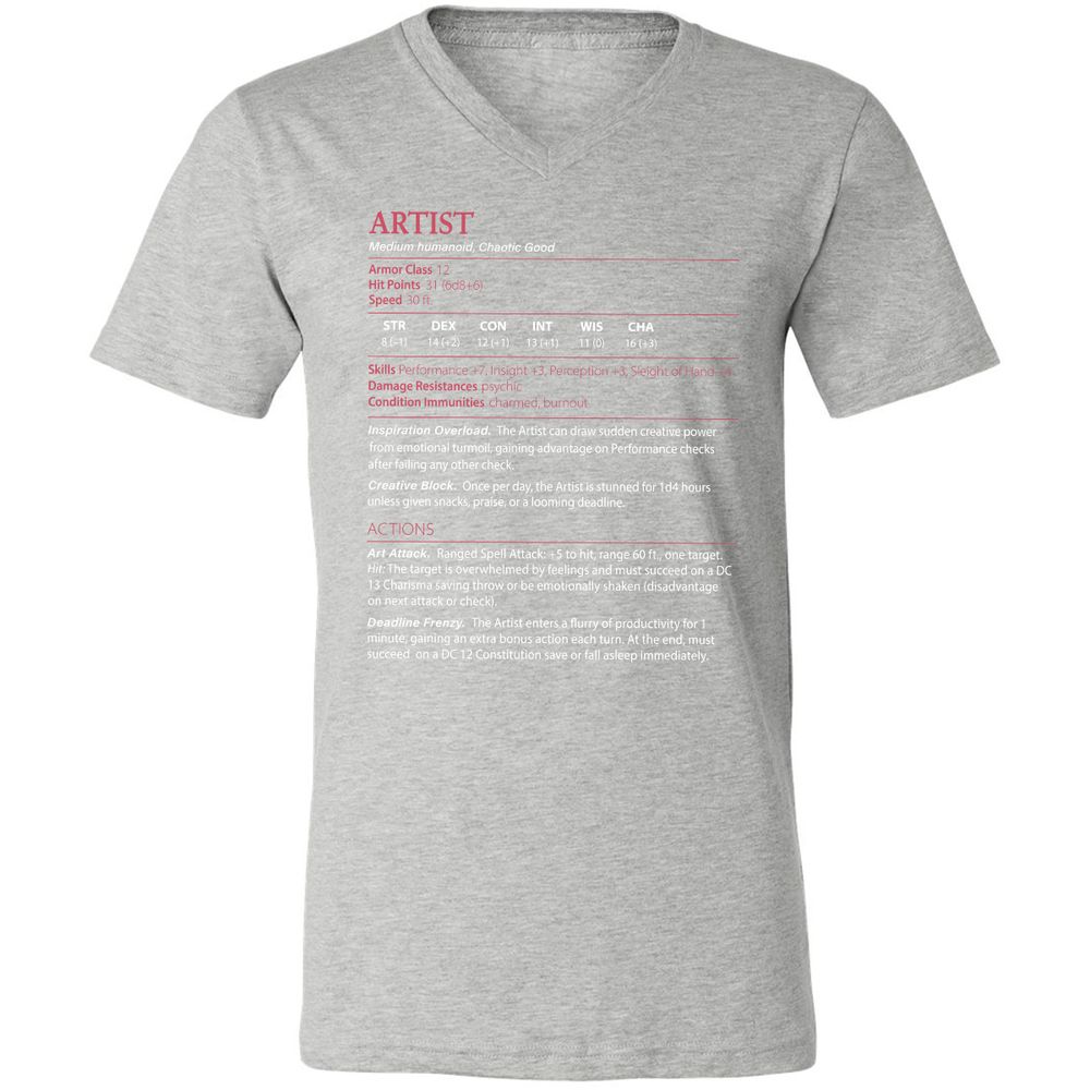 Artist Stats Unisex V-Neck T-Shirt - Athletic Heather - 7