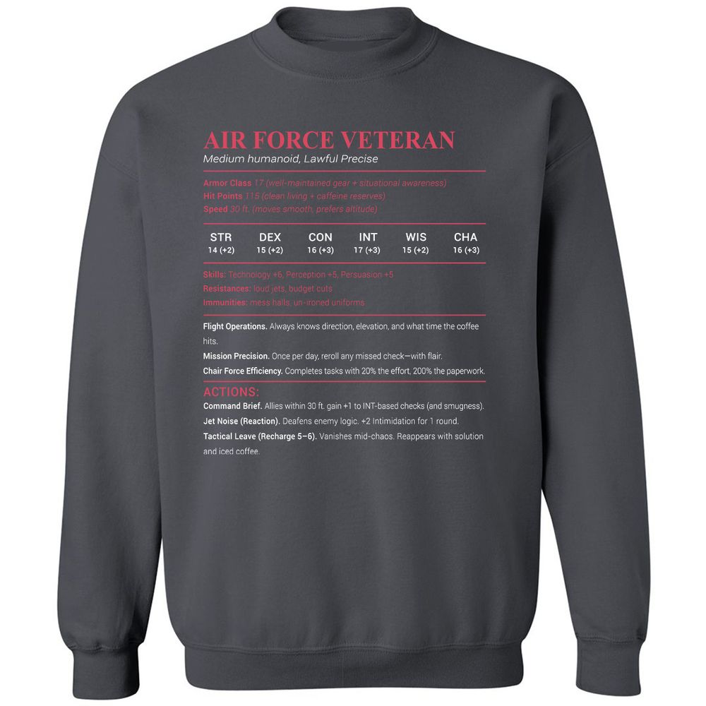 Air Force Veteran Classic Unisex Sweatshirt - Charcoal - 7