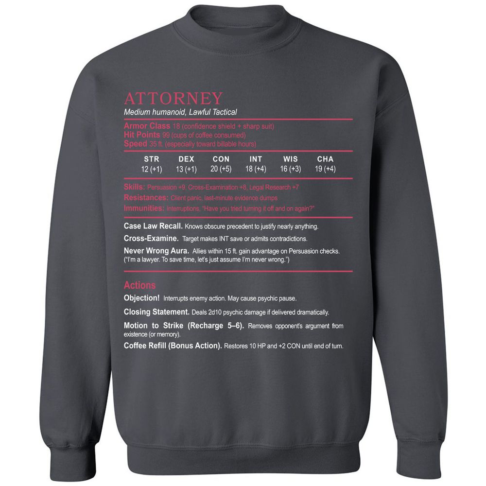 Attorney Classic Unisex Sweatshirt - Charcoal - 7