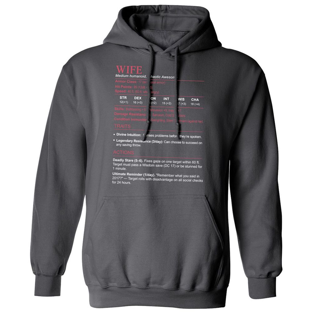 Wife Stats Classic Unisex Hoodie - Charcoal - 7