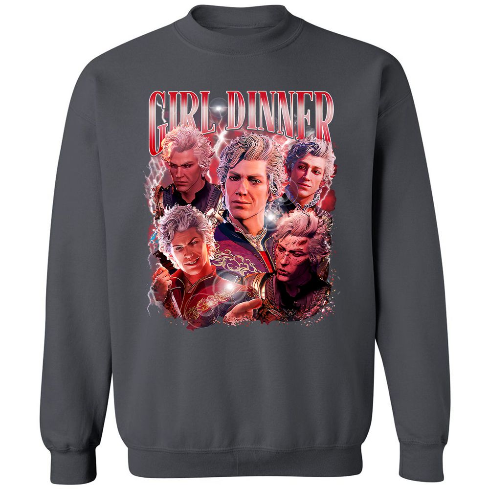 Astarion Girl Dinner Classic Unisex Sweatshirt - Charcoal - 7