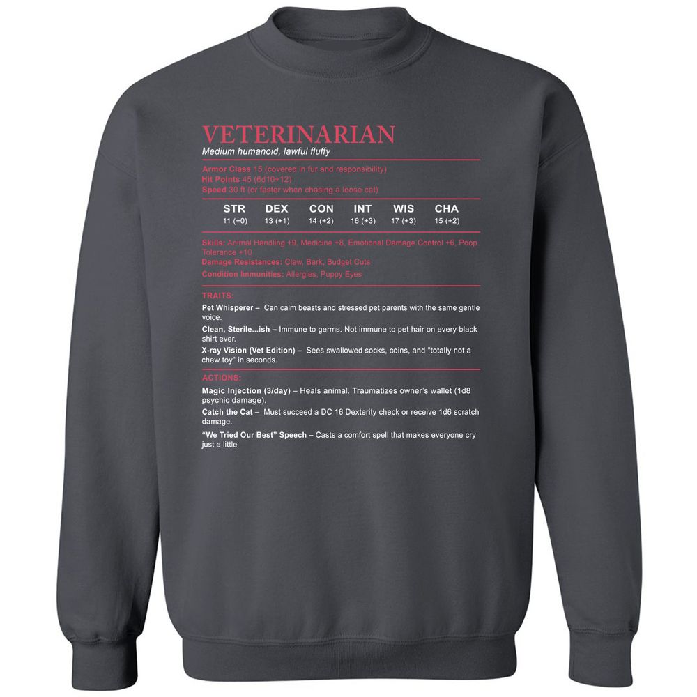 Veterinarian Stats Classic Unisex Sweatshirt - Charcoal - 7