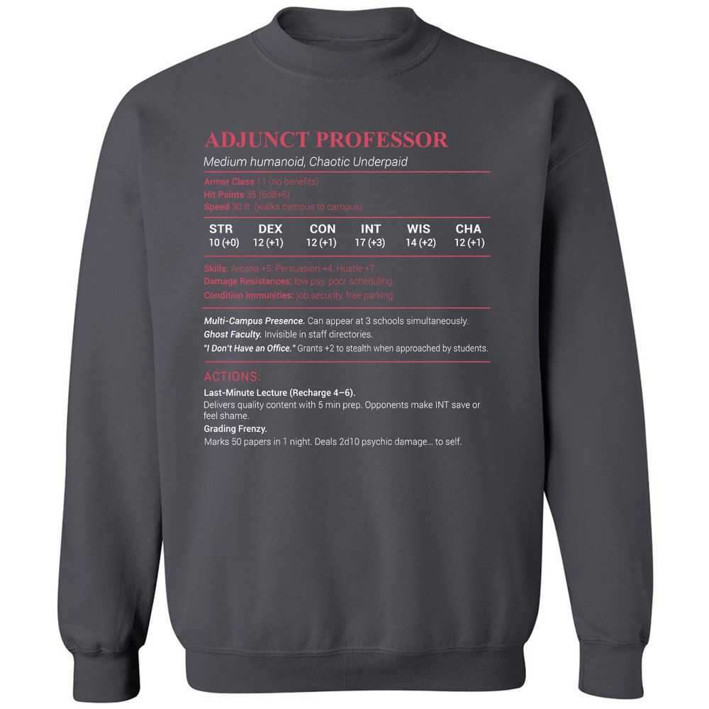 Adjunct Professor Stats Classic Unisex Sweatshirt - Charcoal - 7