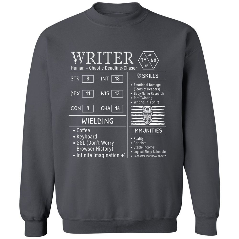 Writer Stats New Classic Unisex Sweatshirt - Charcoal - 7