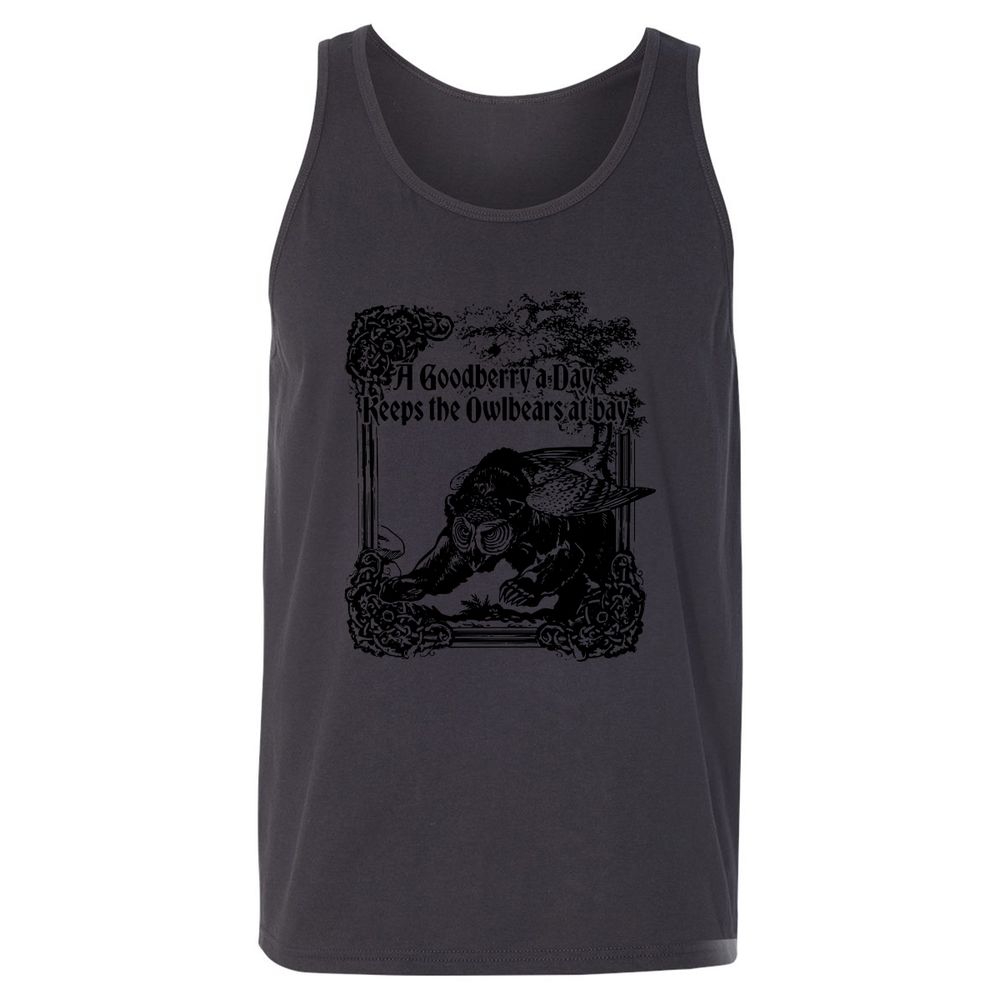 A Goodberry A Day Keeps The Owlbears At Bay Unisex Jersey Tank - Dark Grey - 7