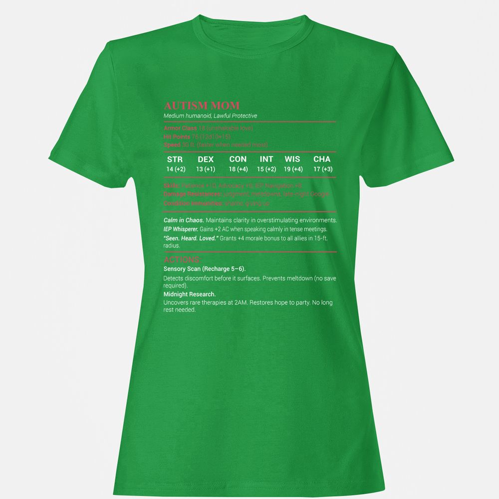 Autism Mom Stats Women's T-Shirt - Irish Green - 7