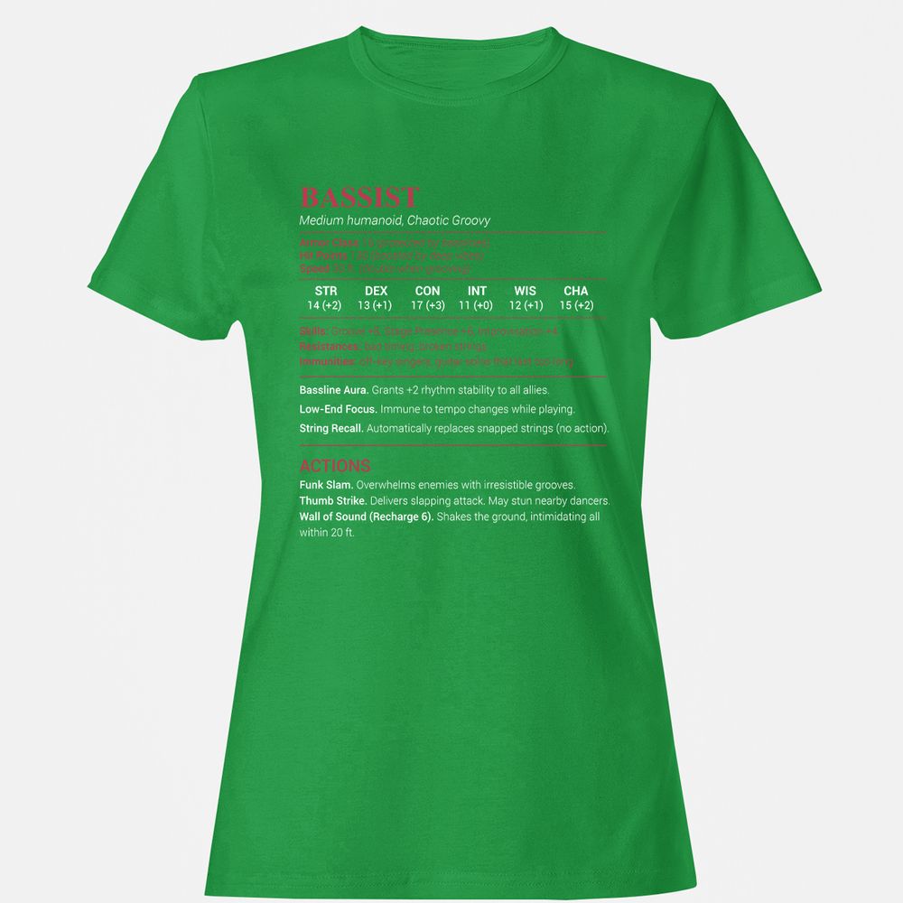 Bassist Stats Women's T-Shirt - Irish Green - 7