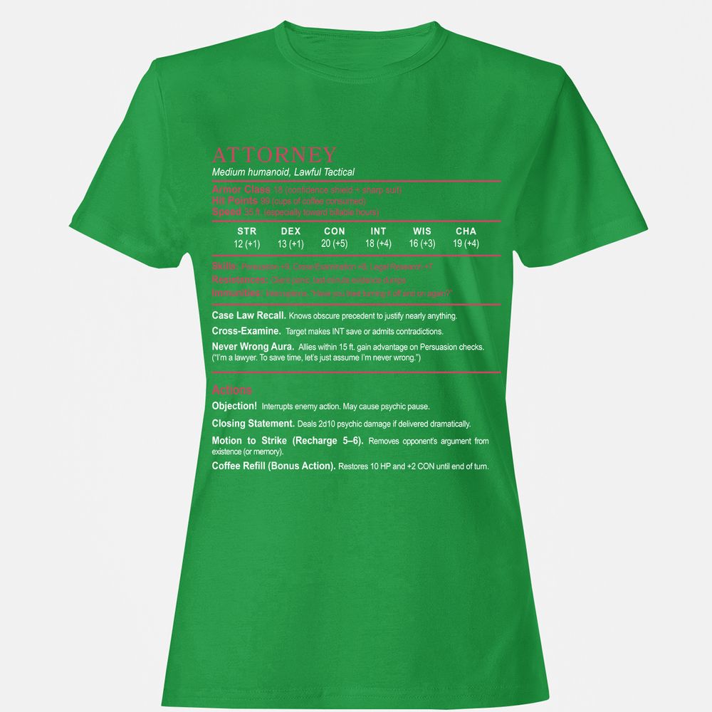 Attorney Women's T-Shirt - Irish Green - 7
