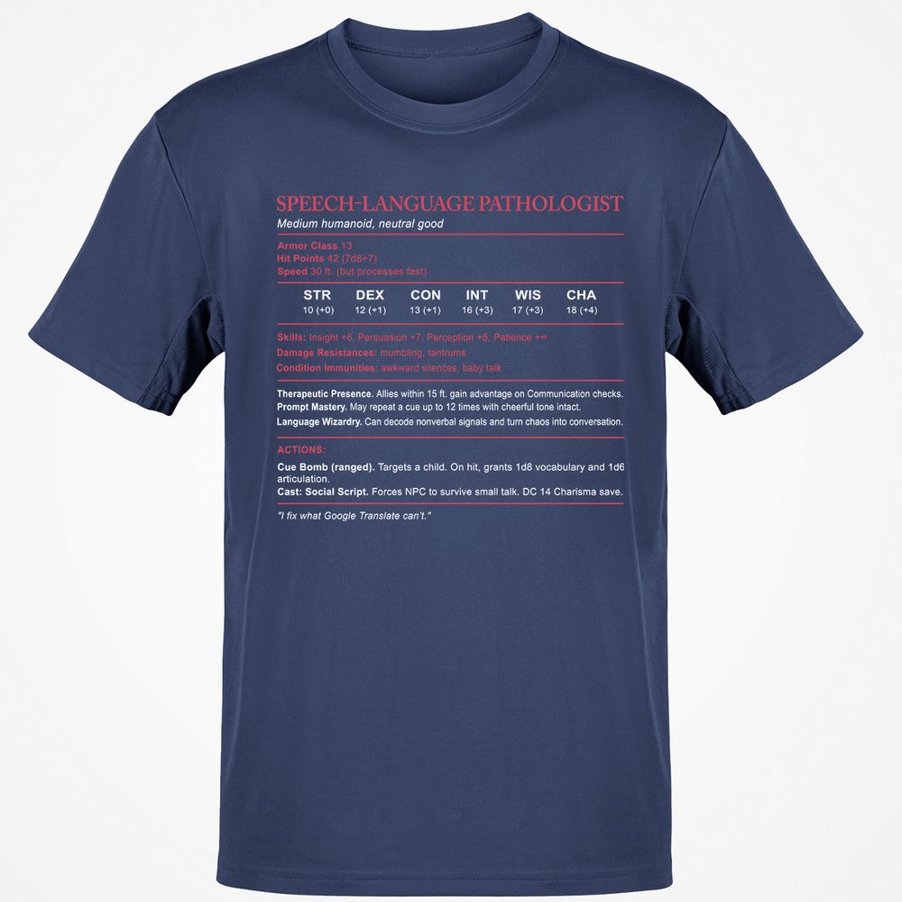 Speech Language Pathologist Stats Classic Unisex T-Shirt - Navy - 7