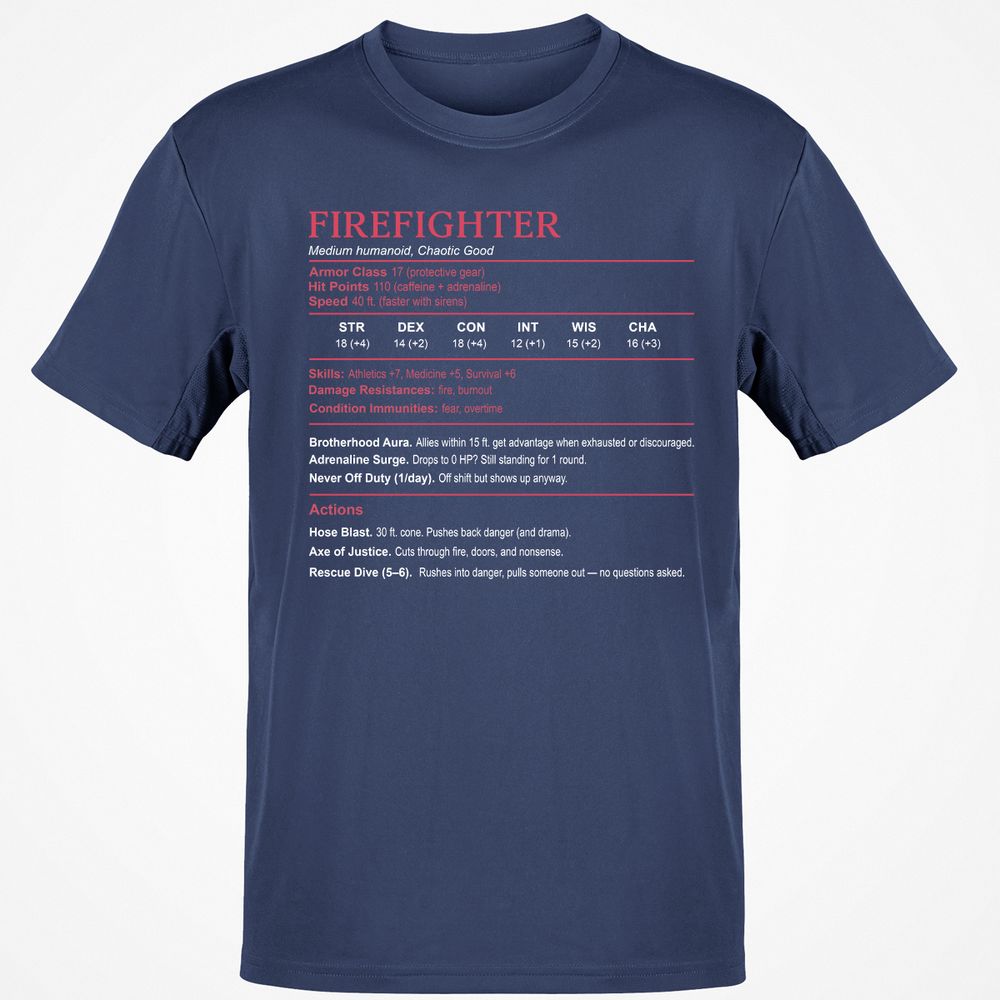 Firefighter Stats Classic Unisex T-Shirt - Navy - 7