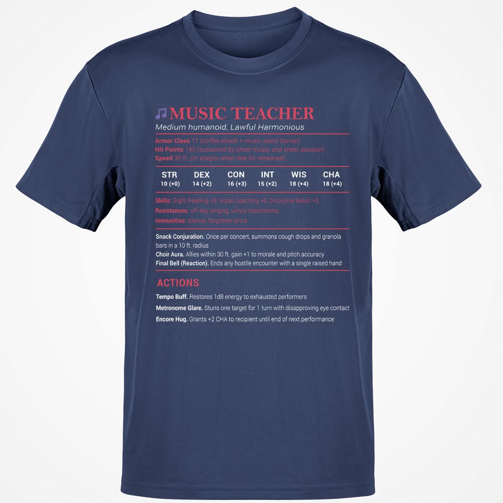 Music Teacher Classic Unisex T-Shirt - Navy - 7