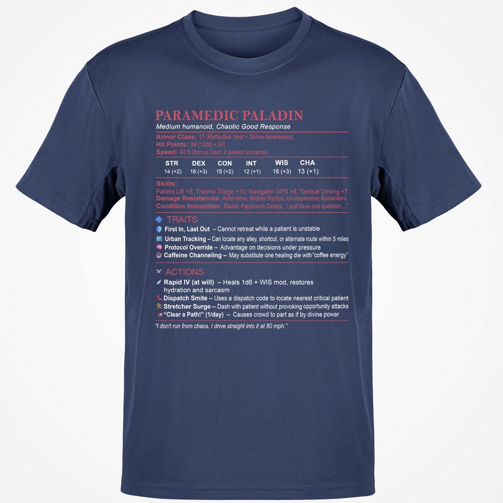 Paramedic Stats Classic Unisex T-Shirt - Navy - 7