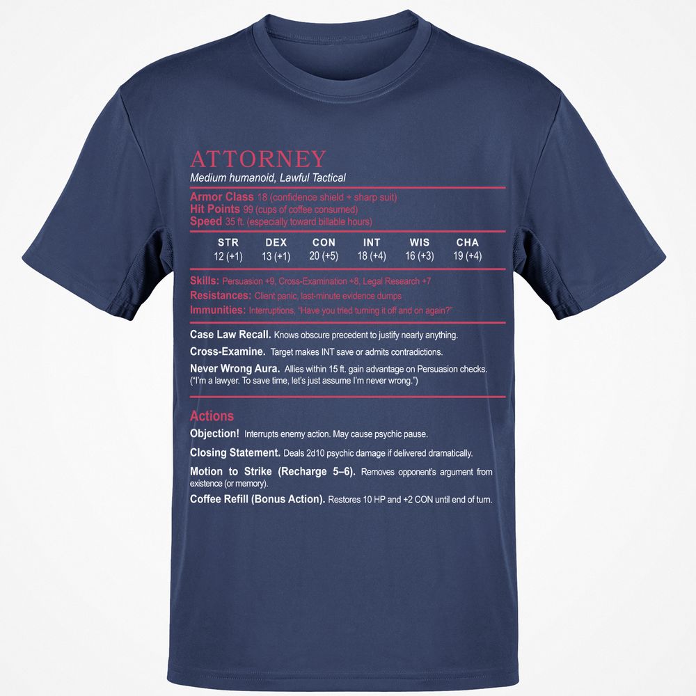 Attorney Classic Unisex T-Shirt - Navy - 7