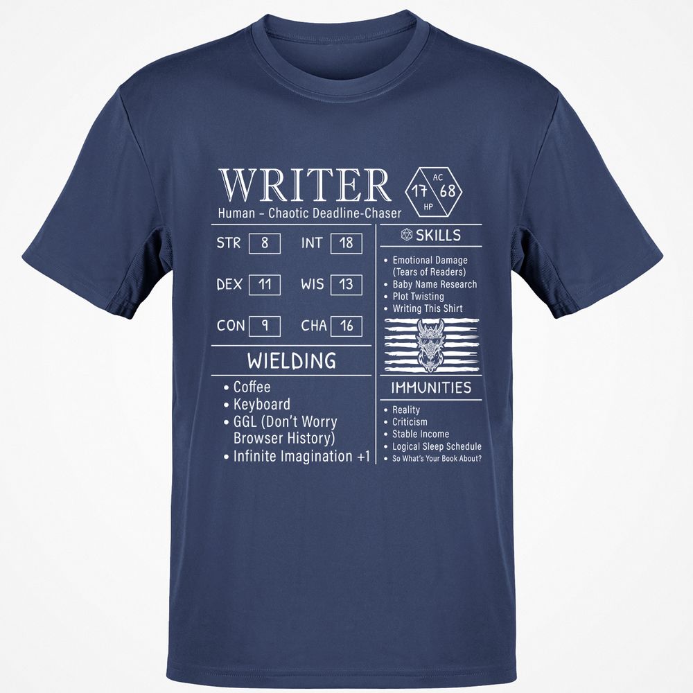 Writer Stats New Classic Unisex T-Shirt - Navy - 7