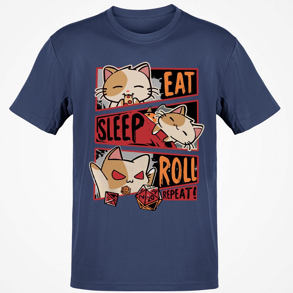 Eat Sleep Roll Repeat Classic Unisex T-Shirt - Navy - 7