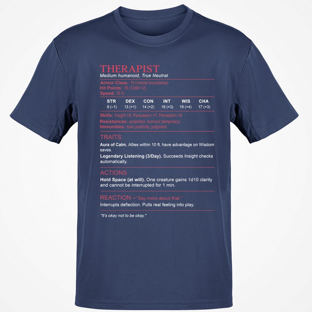 Therapist Stats Classic Unisex T-Shirt - Navy - 7