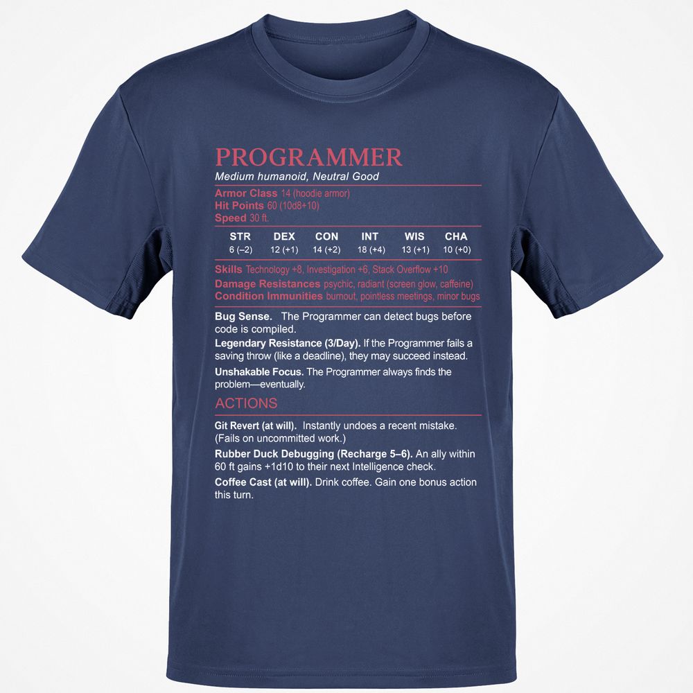 Programmer Stats Classic Unisex T-Shirt - Navy - 7