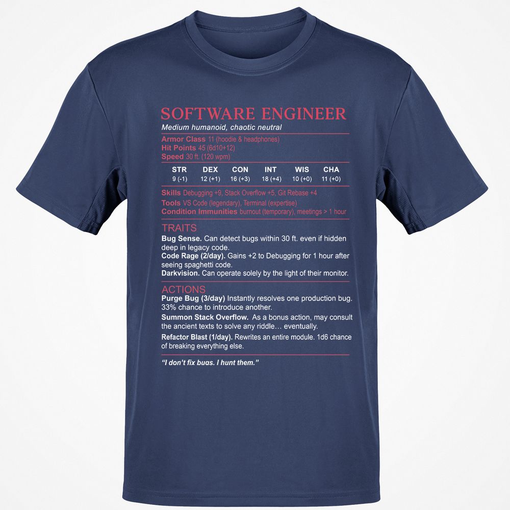 Software Engineer Stats Classic Unisex T-Shirt - Navy - 7