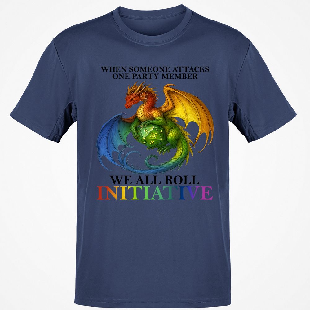 Dragon We All Roll For Initiative Classic Unisex T-Shirt - Navy - 7