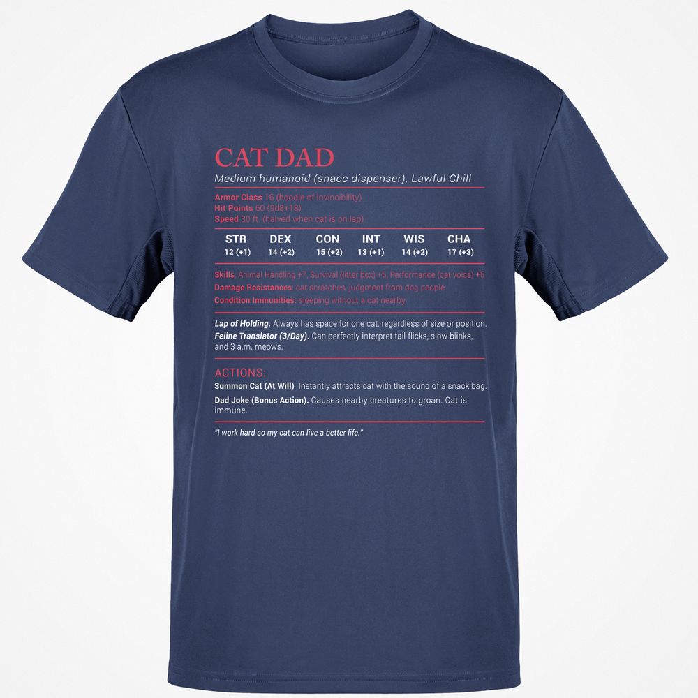 Cat Dad Stats Classic Unisex T-Shirt - Navy - 7