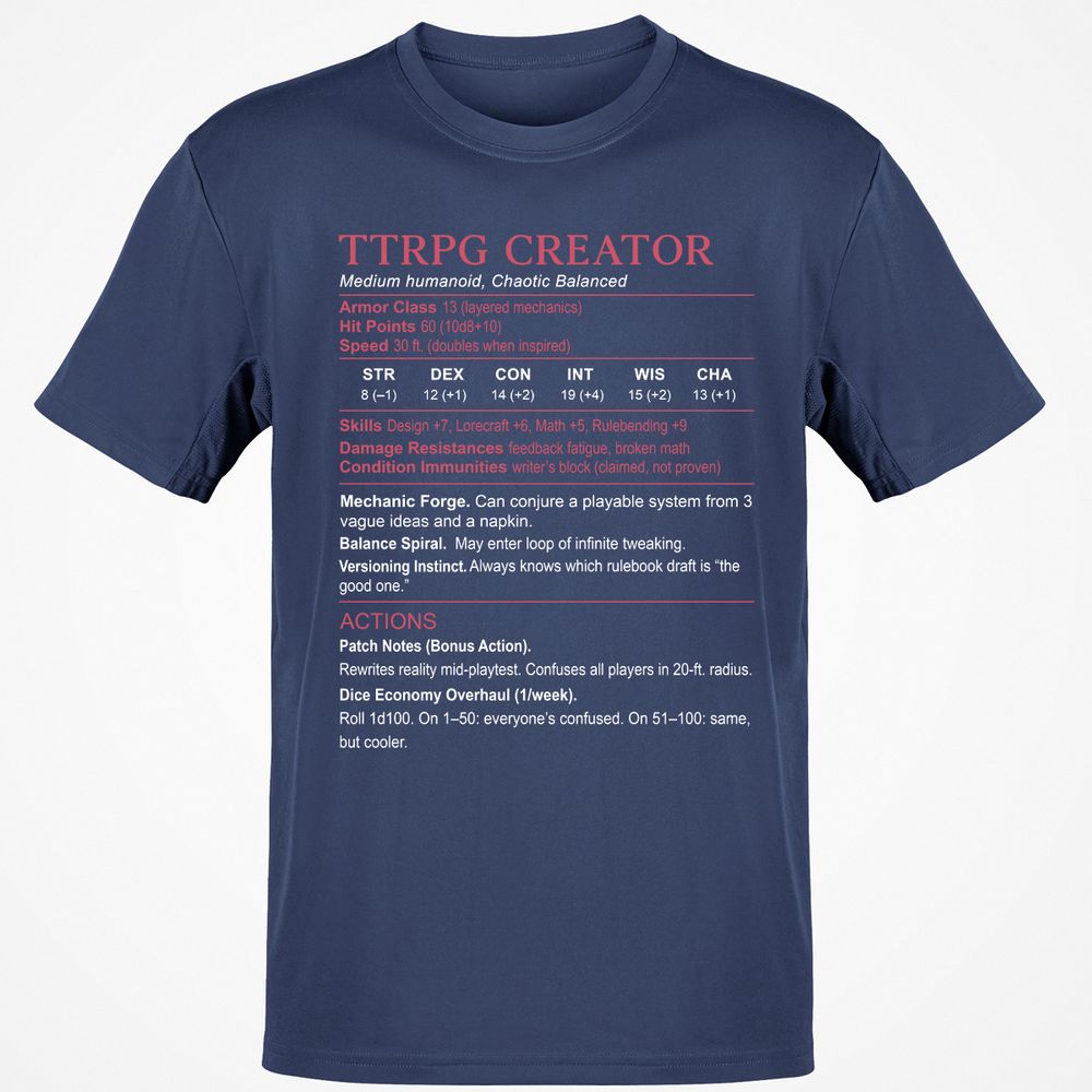 TTRPG Creator Stats Classic Unisex T-Shirt - Navy - 7