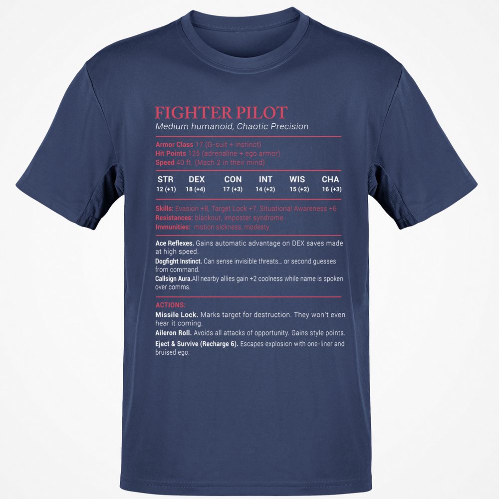 Fighter Pilot Stats Classic Unisex T-Shirt - Navy - 7
