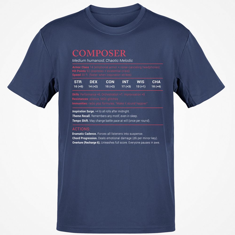 Composer Stats Classic Unisex T-Shirt - Navy - 7