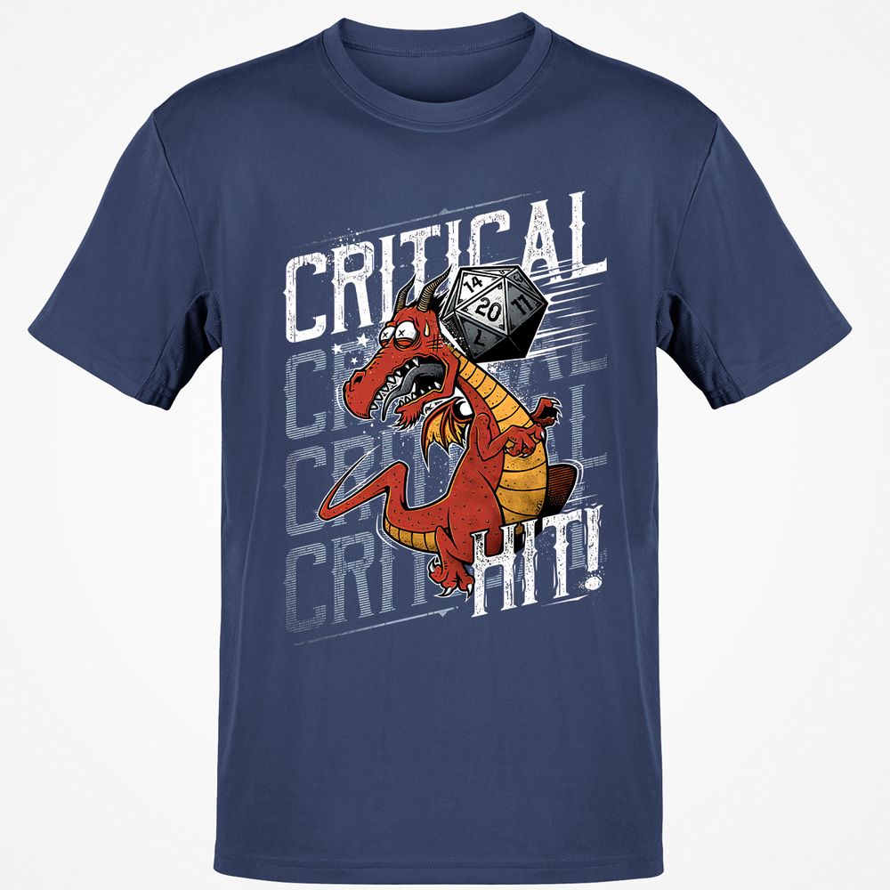 Funny Dragon Critical Hit Classic Unisex T-Shirt - Navy - 7